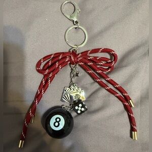 Red Bow with Eight Ball Keychain/Bag Charm